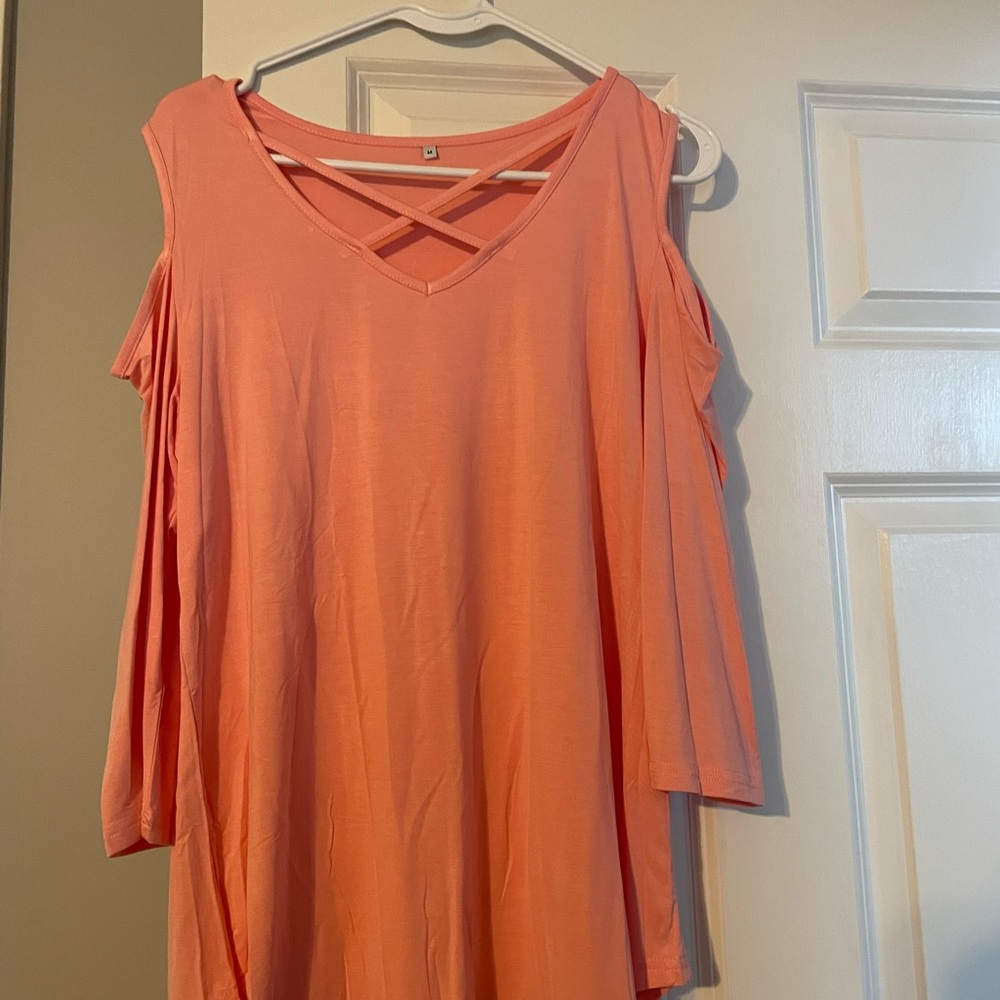 Cold shoulder top peach color size medium